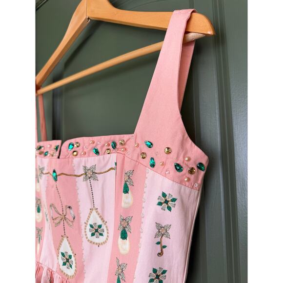 NWT Agua By Agua Bendita Joyeria Platino Mini Jewel-Embellished Dress Pink Large - Picture 3 of 8